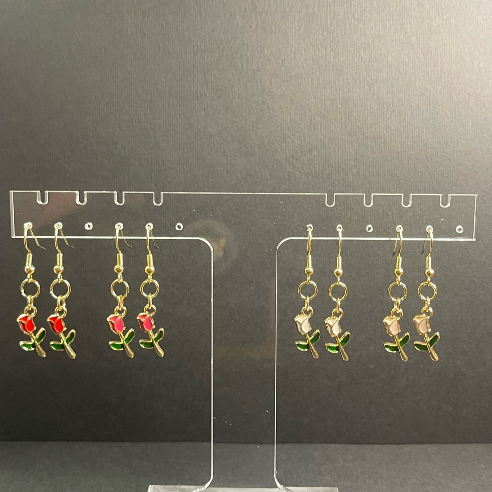 Elegant Gold and Rose Earrings